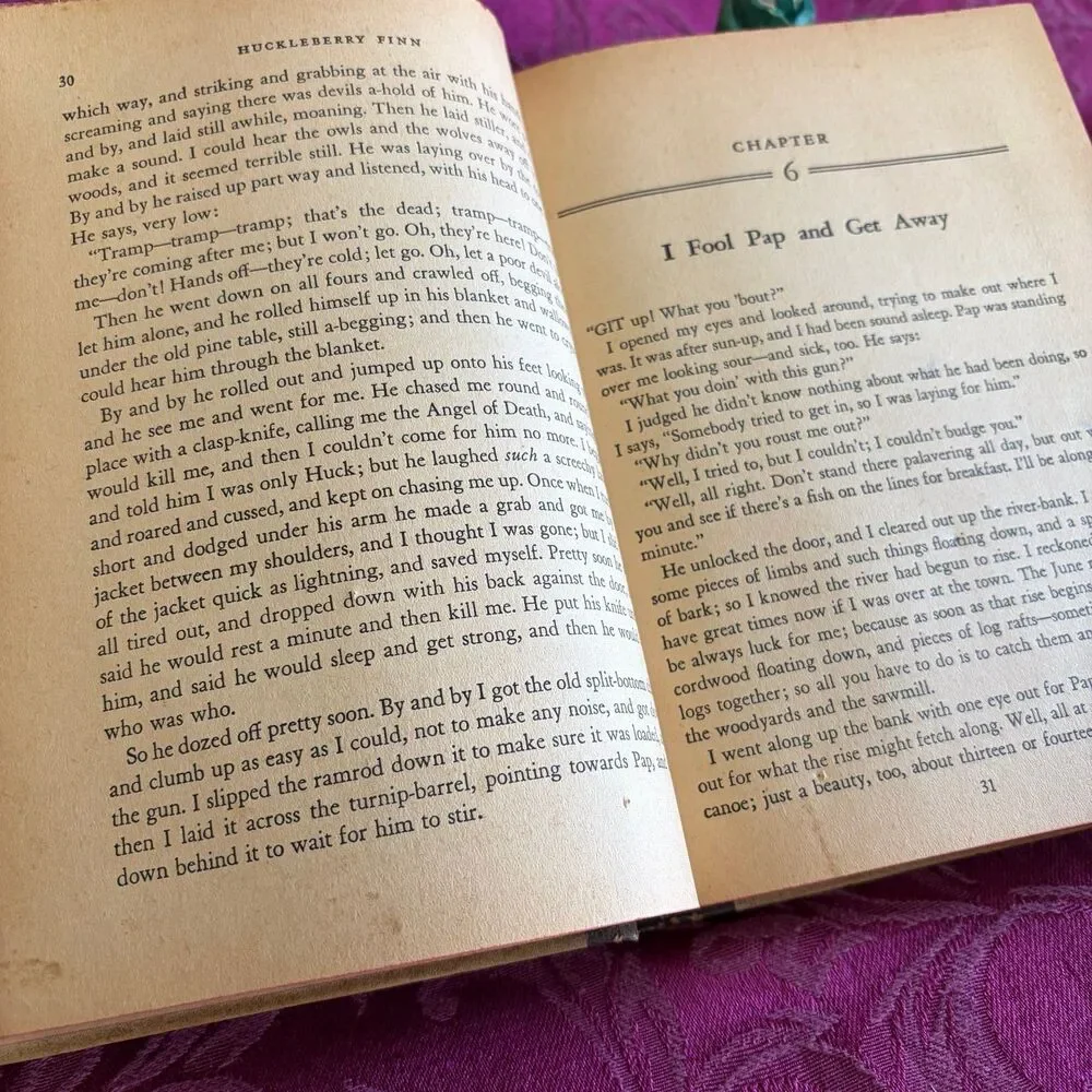 1951 The Adventures of Huckleberry Finn by Mark Twain, Illustrated Vintage Book
